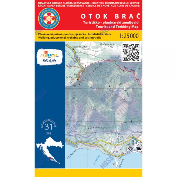 HGSS planinarska karta - zemljovid - Otok Brač