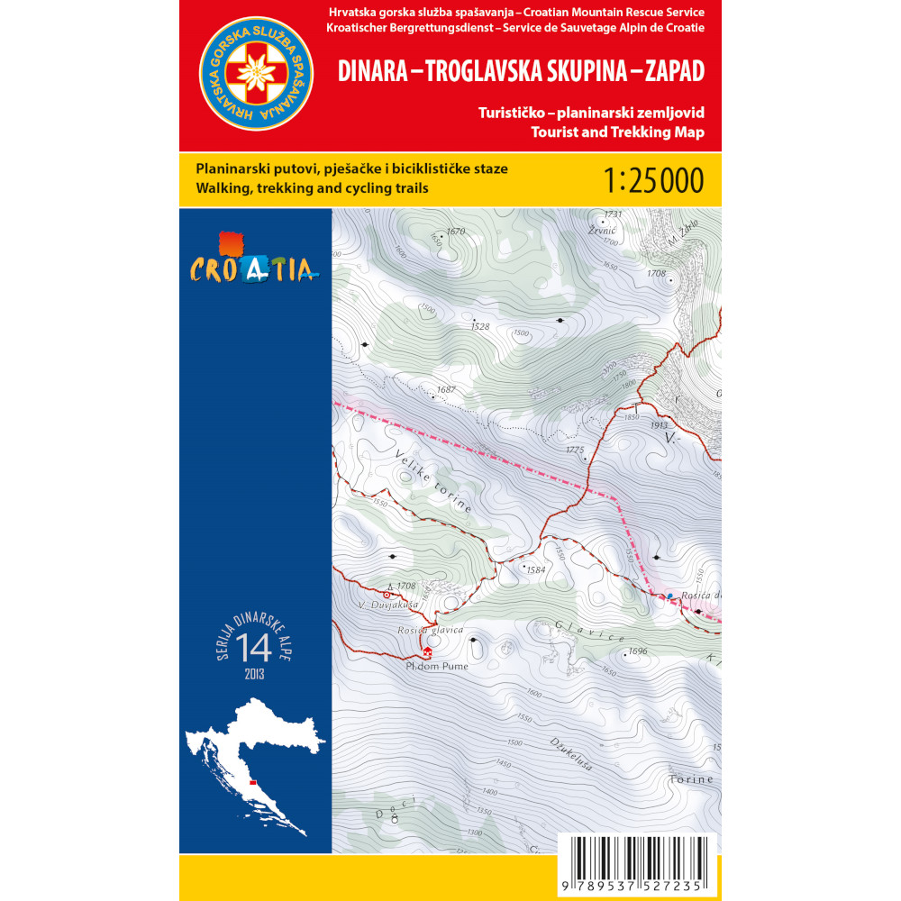 HGSS planinarska karta - zemljovid - DINARA ZAPAD