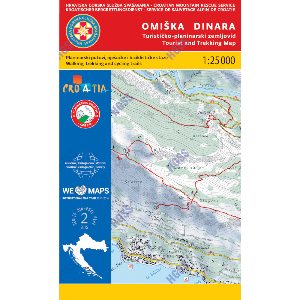 HGSS planinarska karta - zemljovid - Omiška Dinara