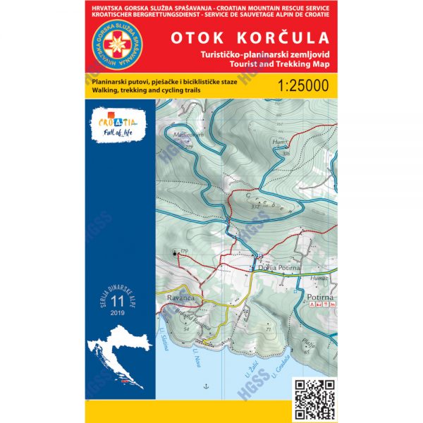 HGSS planinarska karta - zemljovid - Otok Korčula