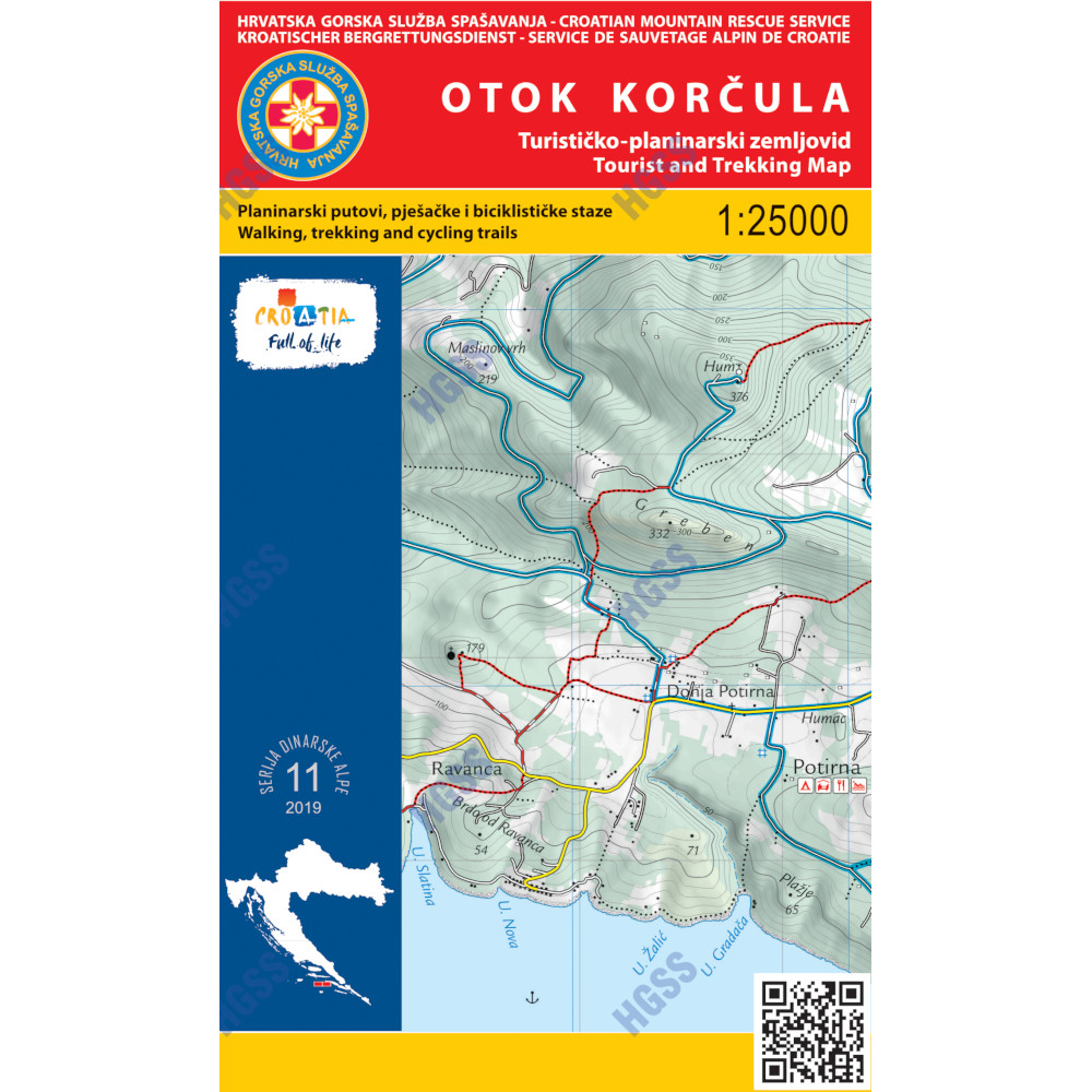 HGSS planinarska karta - zemljovid - Otok Korčula