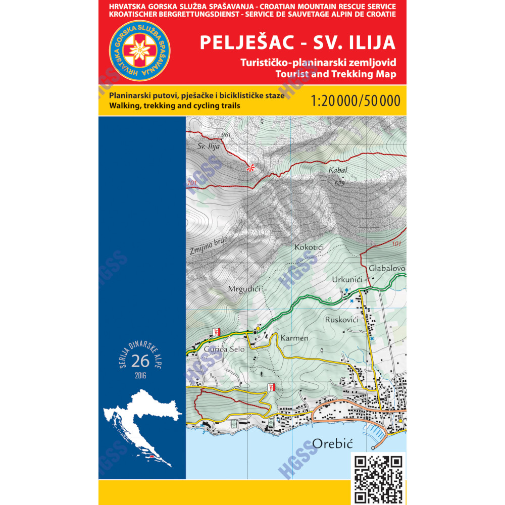 HGSS planinarska karta - zemljovid - Pelješac - Sv. Ilija