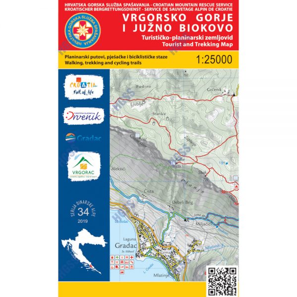 HGSS planinarska karta - zemljovid - Vrgorsko gorje i južno Biokovo